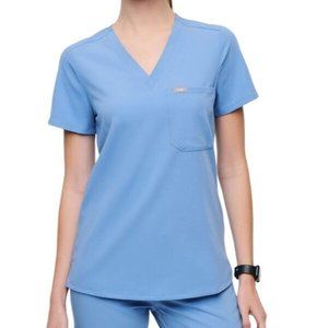 Figs Women's Light Blue V-Neck Scrub Top